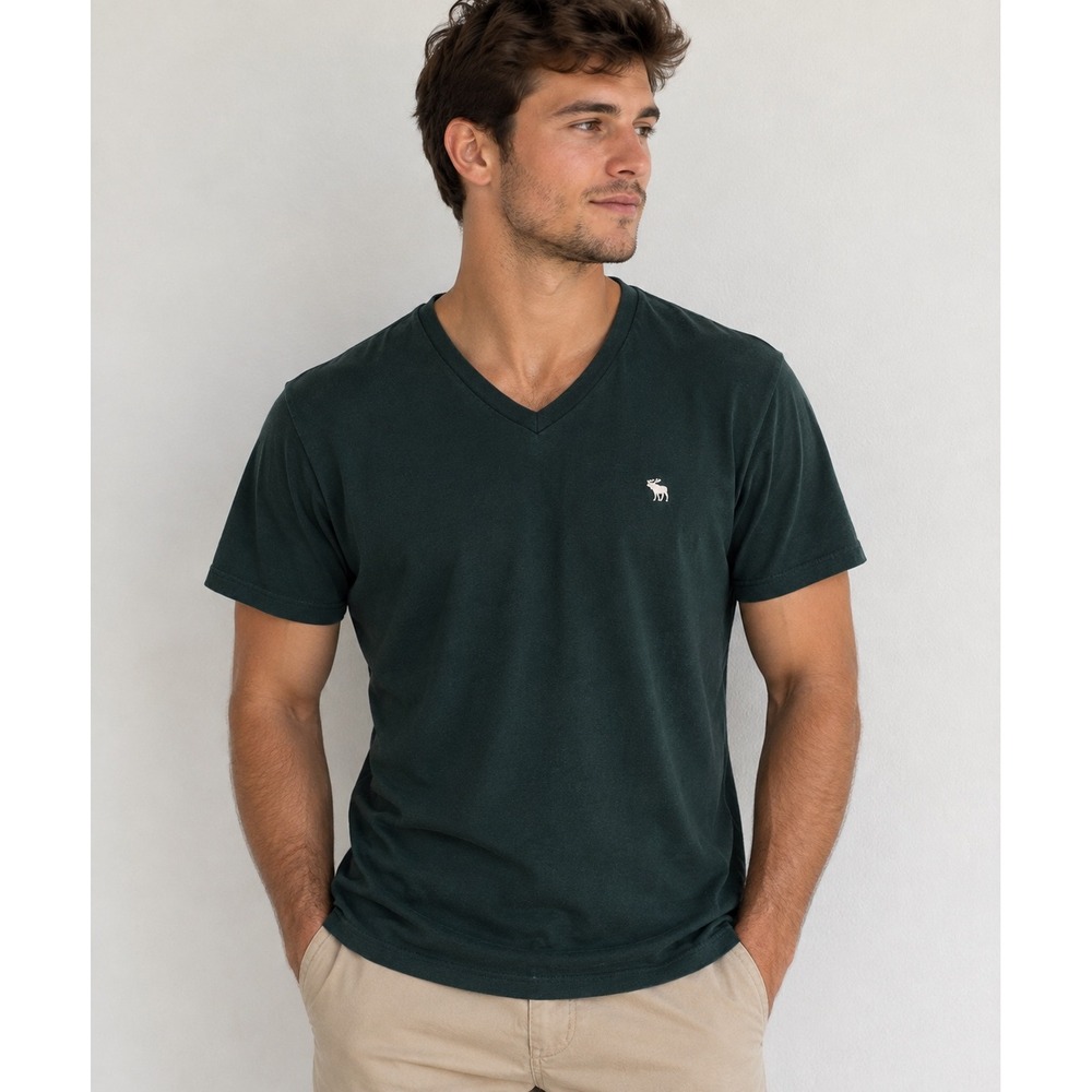 Holiday Green Abercrombie & Fitch Soft A&F V-Neck Tee Mens XL Shirt Casual